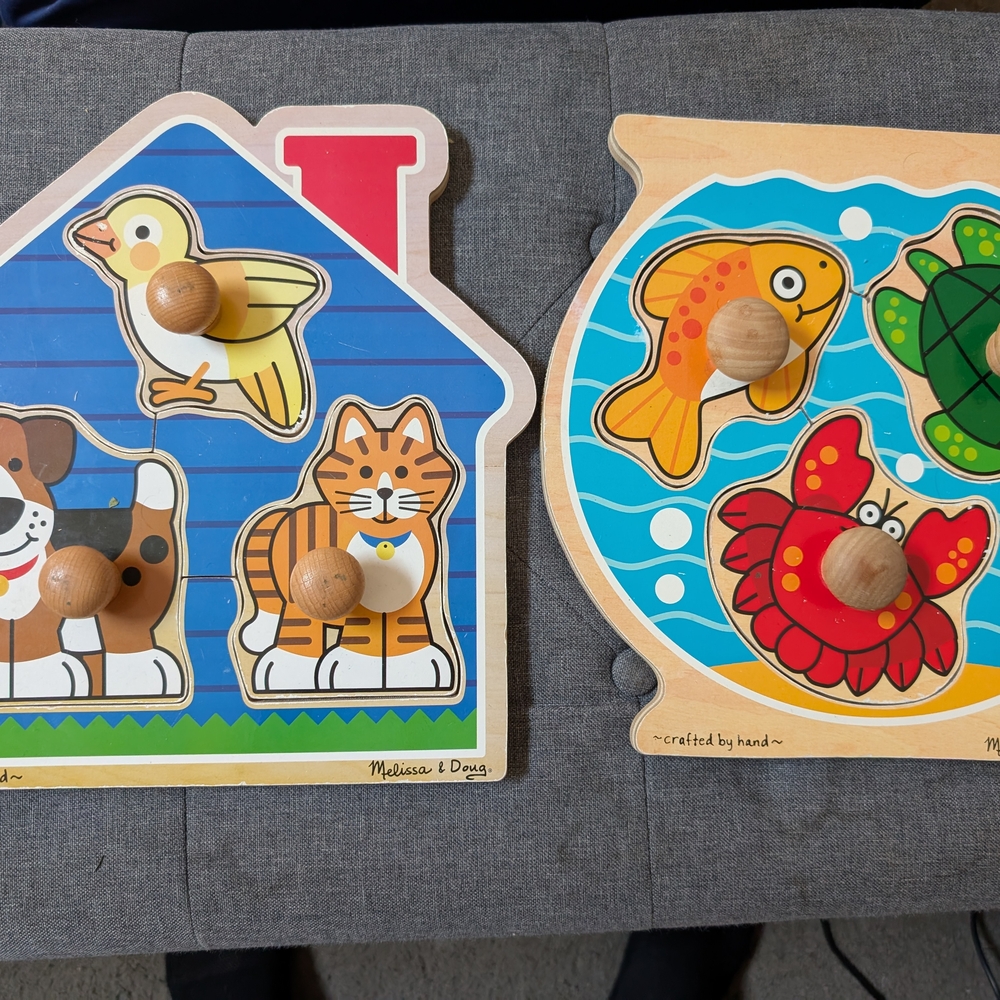 Melissa & Doug Wooden Animal Puzzle Set